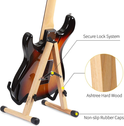 SNIGJAT Acoustic Guitar Stand, Folding Wood Guitar Stand with Padding Ash