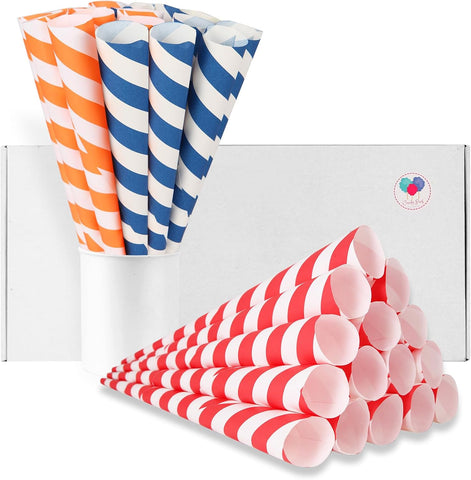 Cotton Candy Cones 50 Pack Parade Theme - Candy Park Multicolor Paper Cones, For Cotton Candy Machines & Candy Floss Sugar, Party Supplies for Birthday, Carnival, Celebrartions & Consession Stand