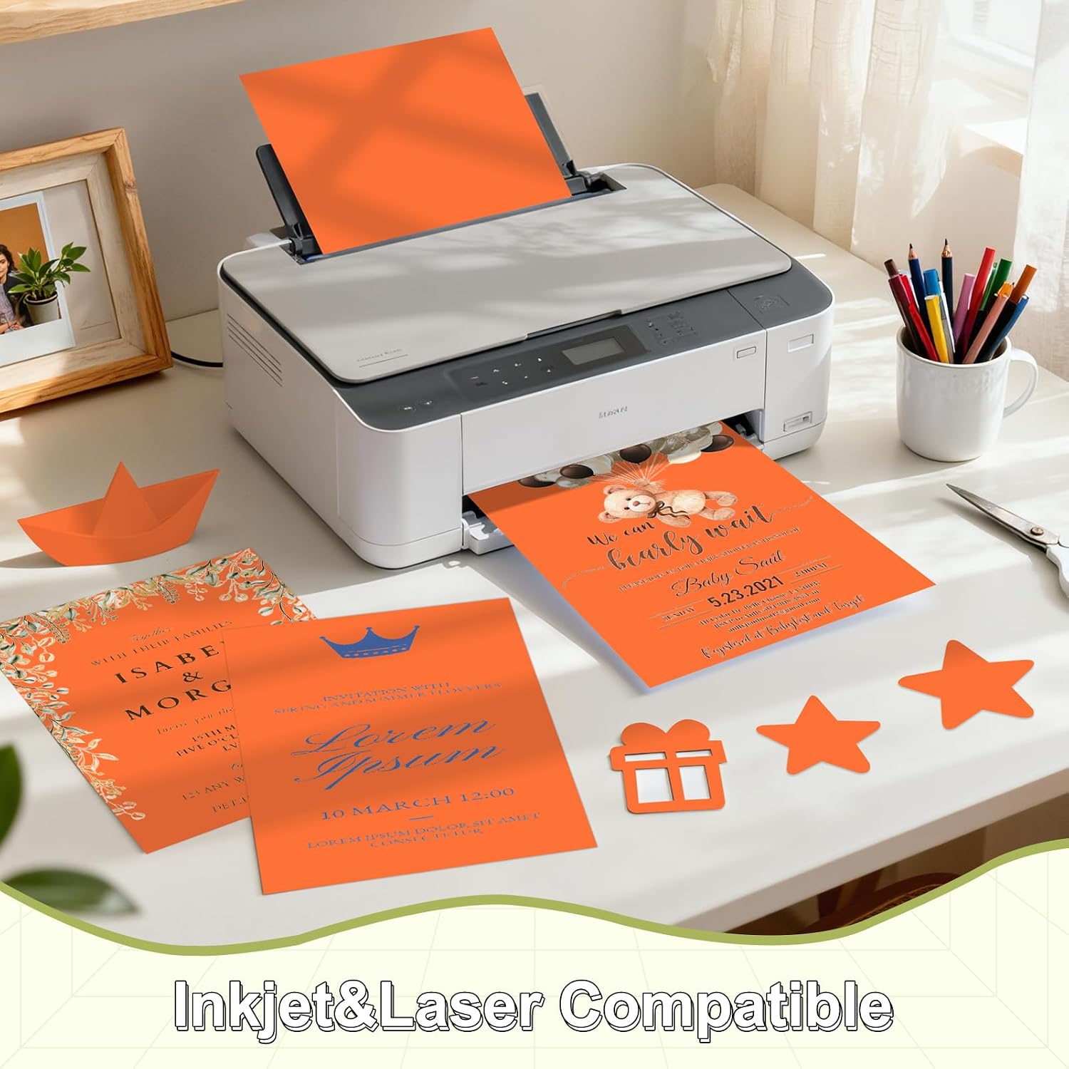 40 Sheets Cardstock 8.5x11, 65lb Orange Red Card Stock, Construction Paper