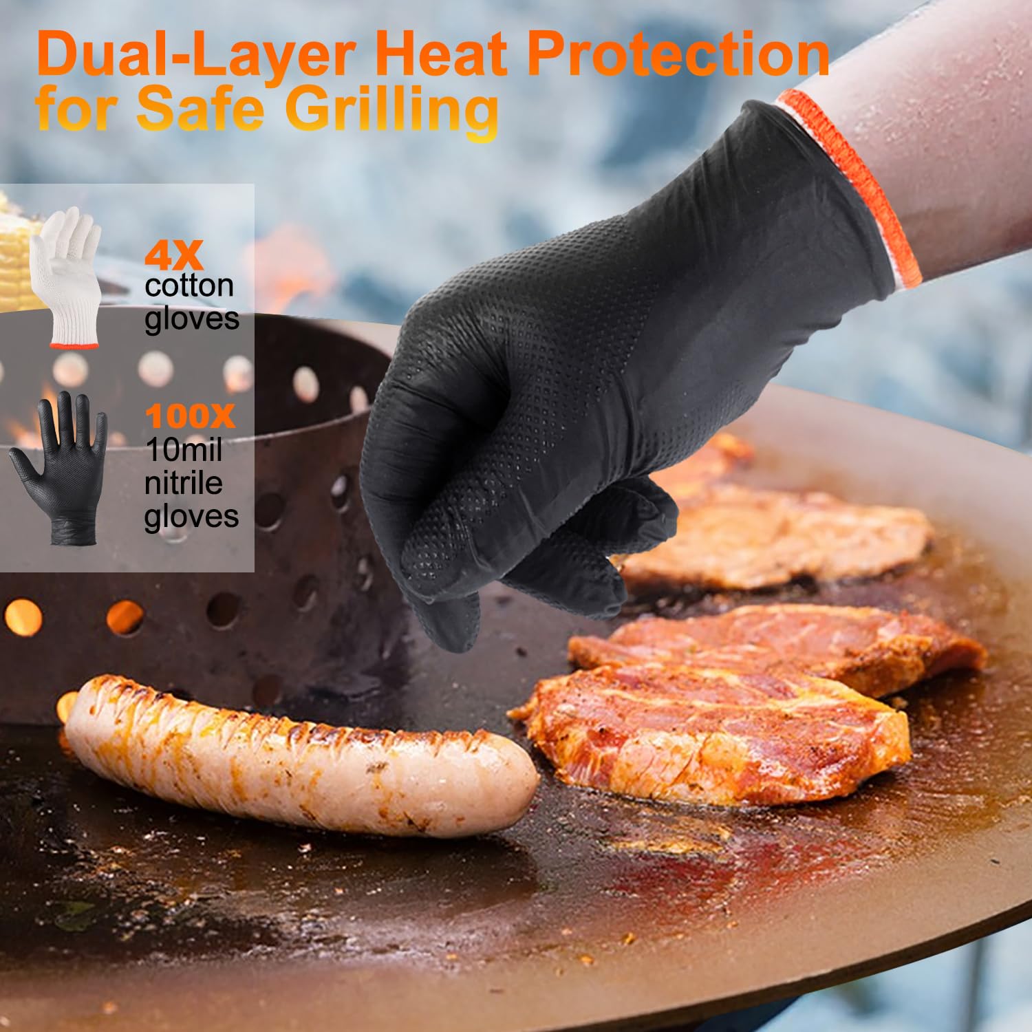 ANBOSON BBQ Gloves Disposable, Heat Resistant Grilling Gloves for Cooking
