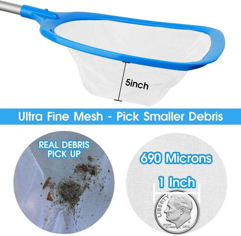 TidyMister Pool Skimmer Hot Tub Skimmer Spa Net with 12'' Aluminum Pole Ultra Fine Mesh Pool Net Accessories Leaf Skimmer for Small Pools Fine Debris