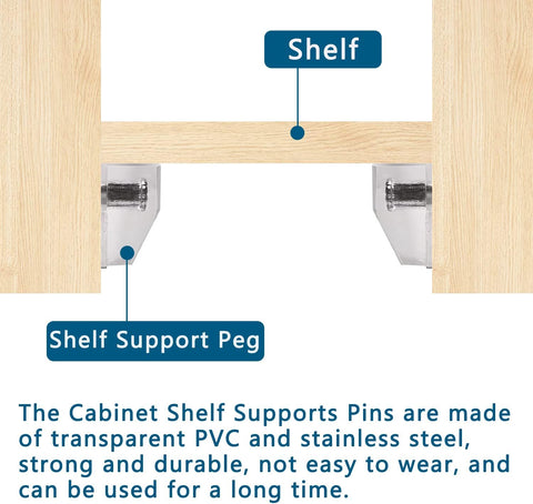 3 Millimeters or 1/8 Inch Shelf Support Peg，Support Cabinet Shelf Pins，Clear Plastic Replacement Peg Cabinet Shelf Supports Pins Shelf Holder Locking Pins (20 Pieces)
