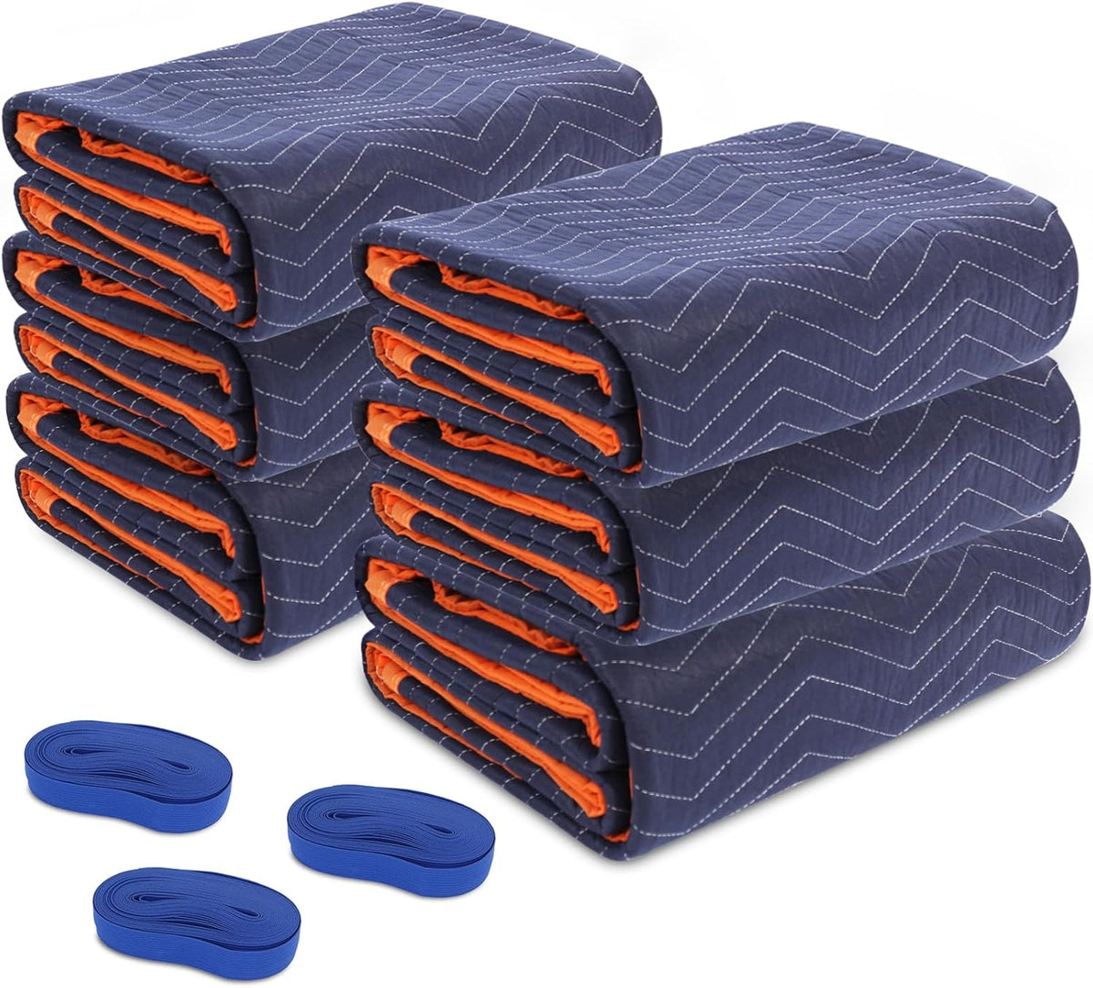 6Pk Heavy-Duty Moving Blankets 72x80in with 3 Large Rubber Band