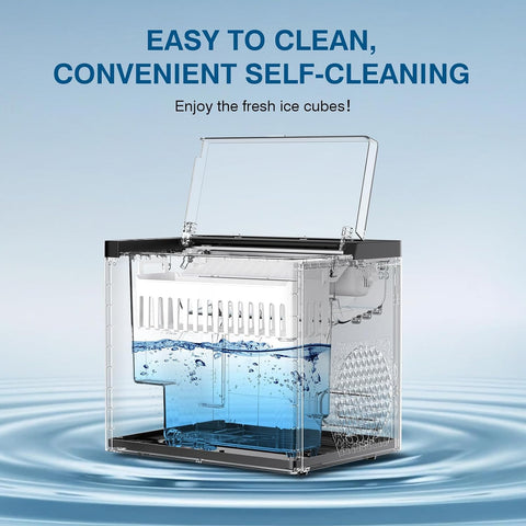 Countertop Ice Makers Machine, Portable Ice Machine Producing 9 Ice Cubes Within 6 Mins, Bullet Ice Available in Two Sizes(S/L), Compact Mini Ice Maker Appliance for Home Kitchen Camping (Somber)