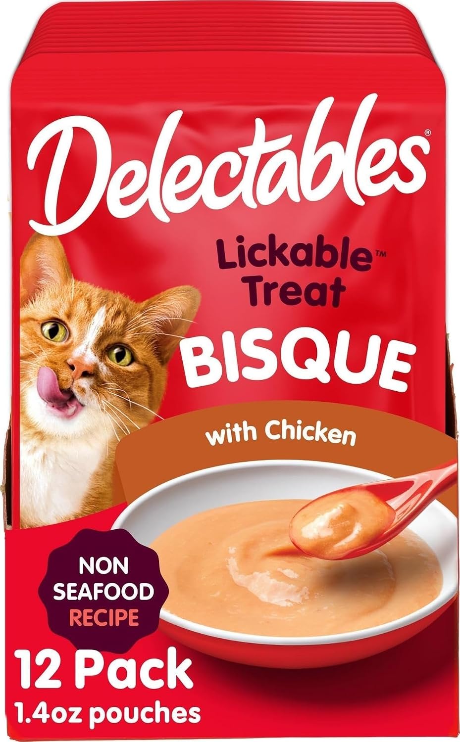 Delectables Bisque Non-Seafood Lickable Wet Cat Treats, Variety Pack, 12 Count (Pack of 1)