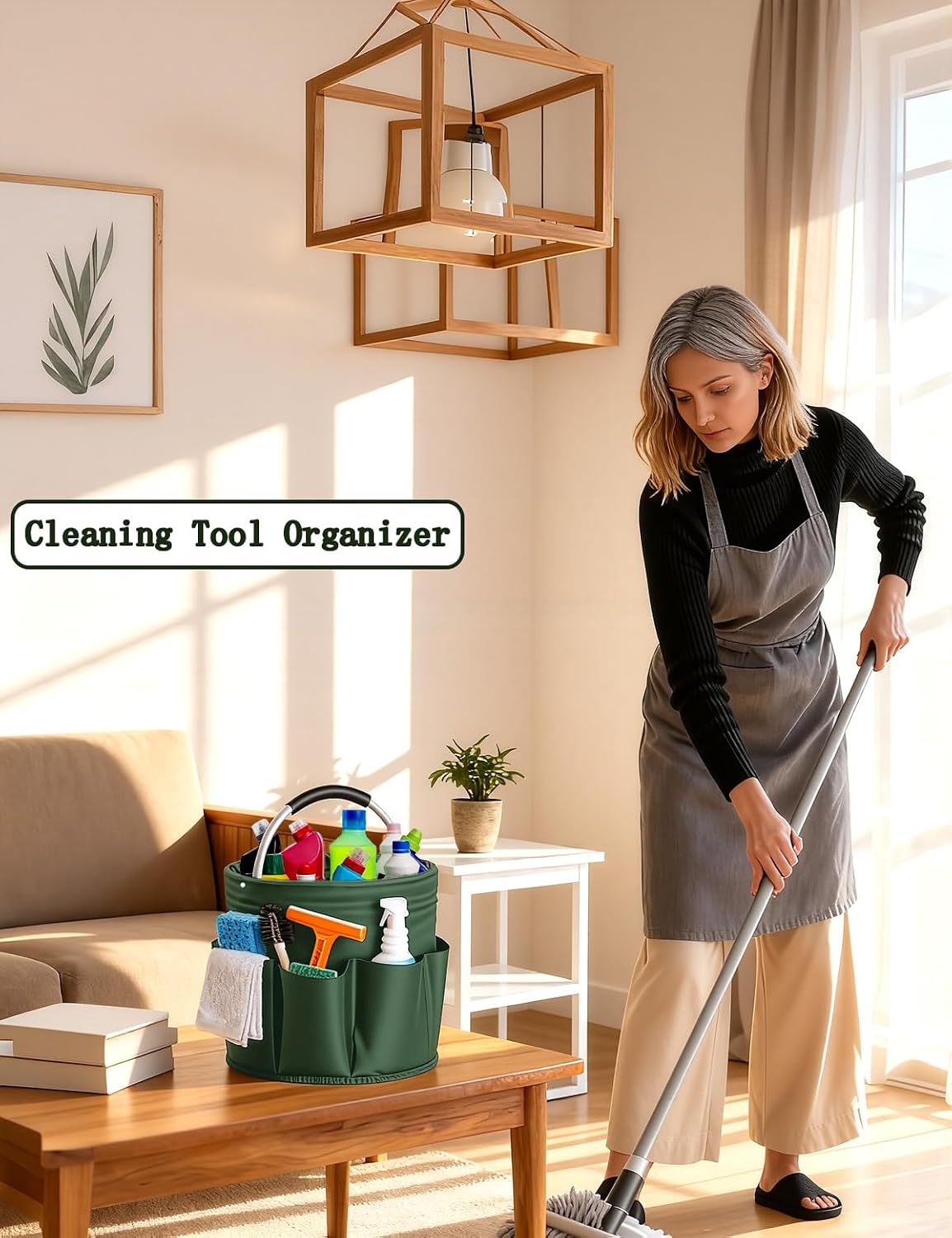 Cleaning Caddy with Handle, for Cleaning Supplies Organizer Bucket