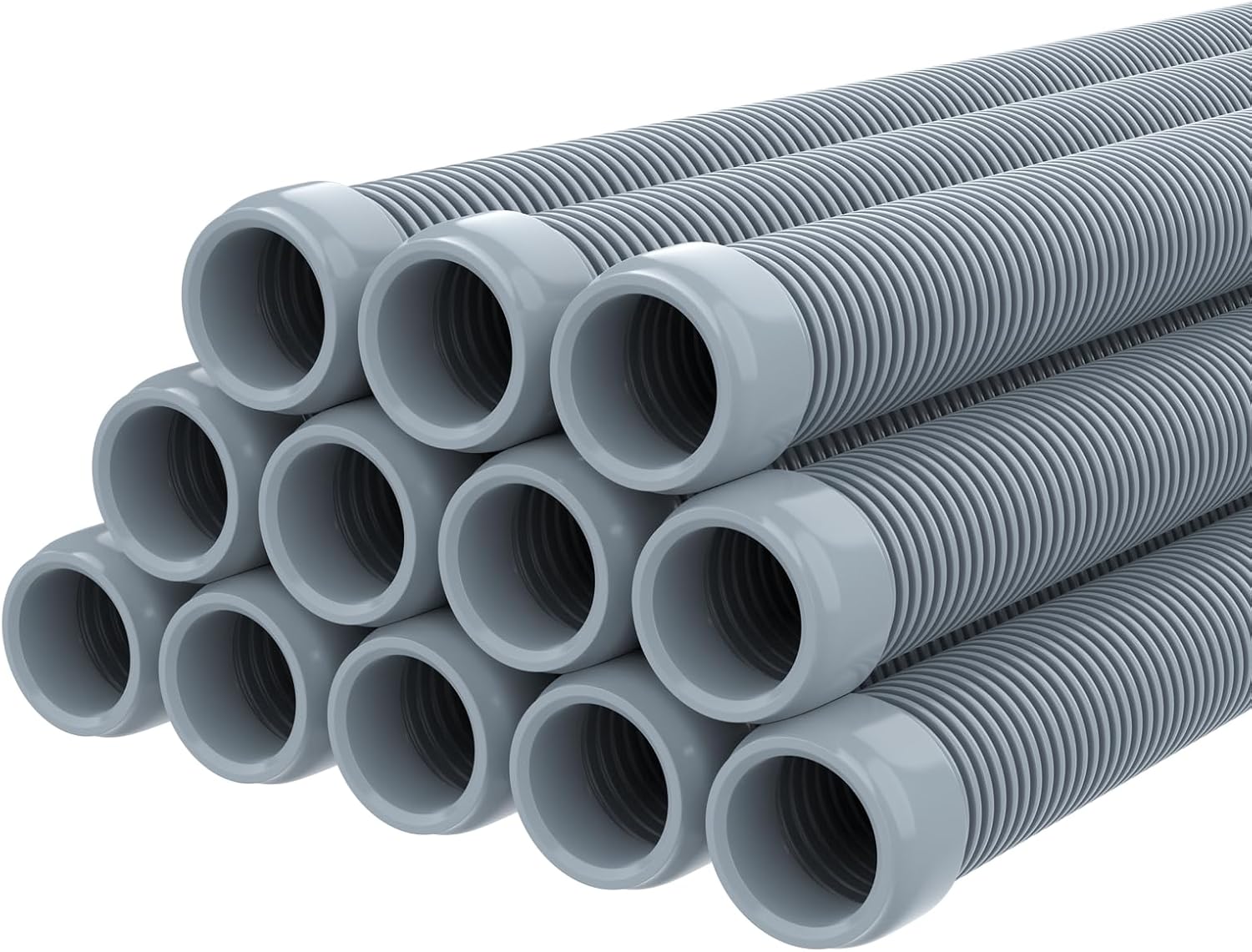 Poolvio 1.5" Pool Hoses for Inground Automatic Vacuum Cleaners, Gray