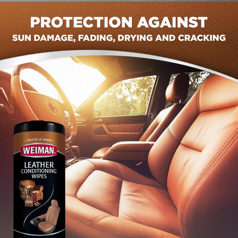 Weiman Leather Cleaner, Conditioner & Protector, 2 Pack Wipe with Cloth