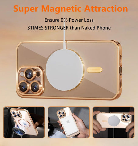Magnetic for iPhone 14 Pro Max Case with Privacy Screen Protector & Full Camera Cover,[Non-Yellowing] Plating Glossy Soft Shockproof Clear Phone Case with MagSafe Women Girls for 14 ProMax,Black