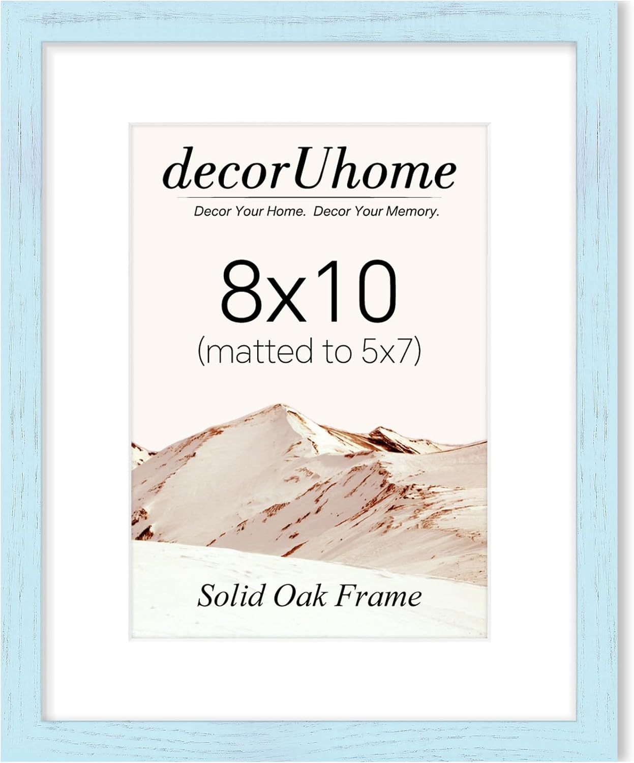 decorUhome Solid Oak Wood 8x10 Picture Frame Light Blue
