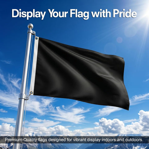 DMSE Solid Black Flag, 2x3 Flag, UV Resistant, Fade Resistant Material with Metal Grommets (2ft x 3ft), (Polyester), (Black)