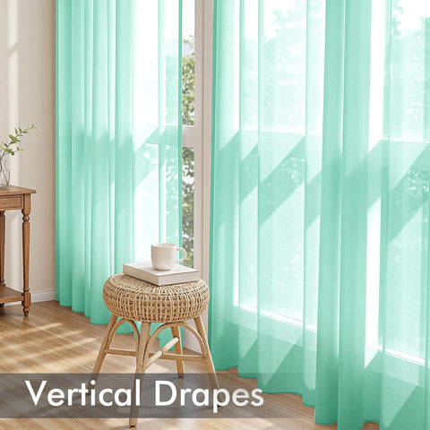 MIULEE Aqua Sheer Curtains 90 Inches Long 4 Panels 42 x 90 Inches