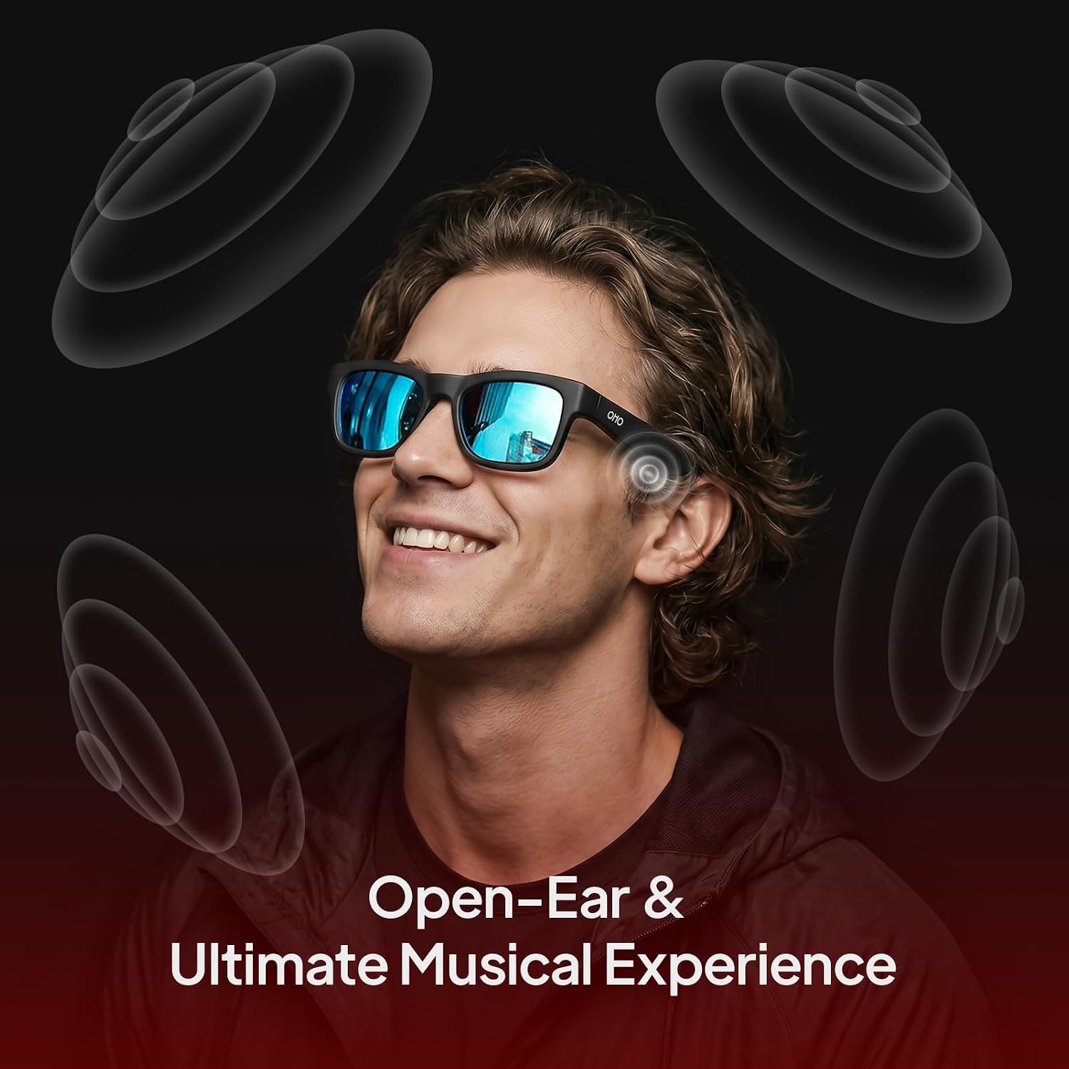 OhO Smart Glasses,Polarized Sunglasses with Bluetooth Speaker,Athletic/Outdoor UV Protection and Voice Control,Unisex(Mirror Blue Lens)