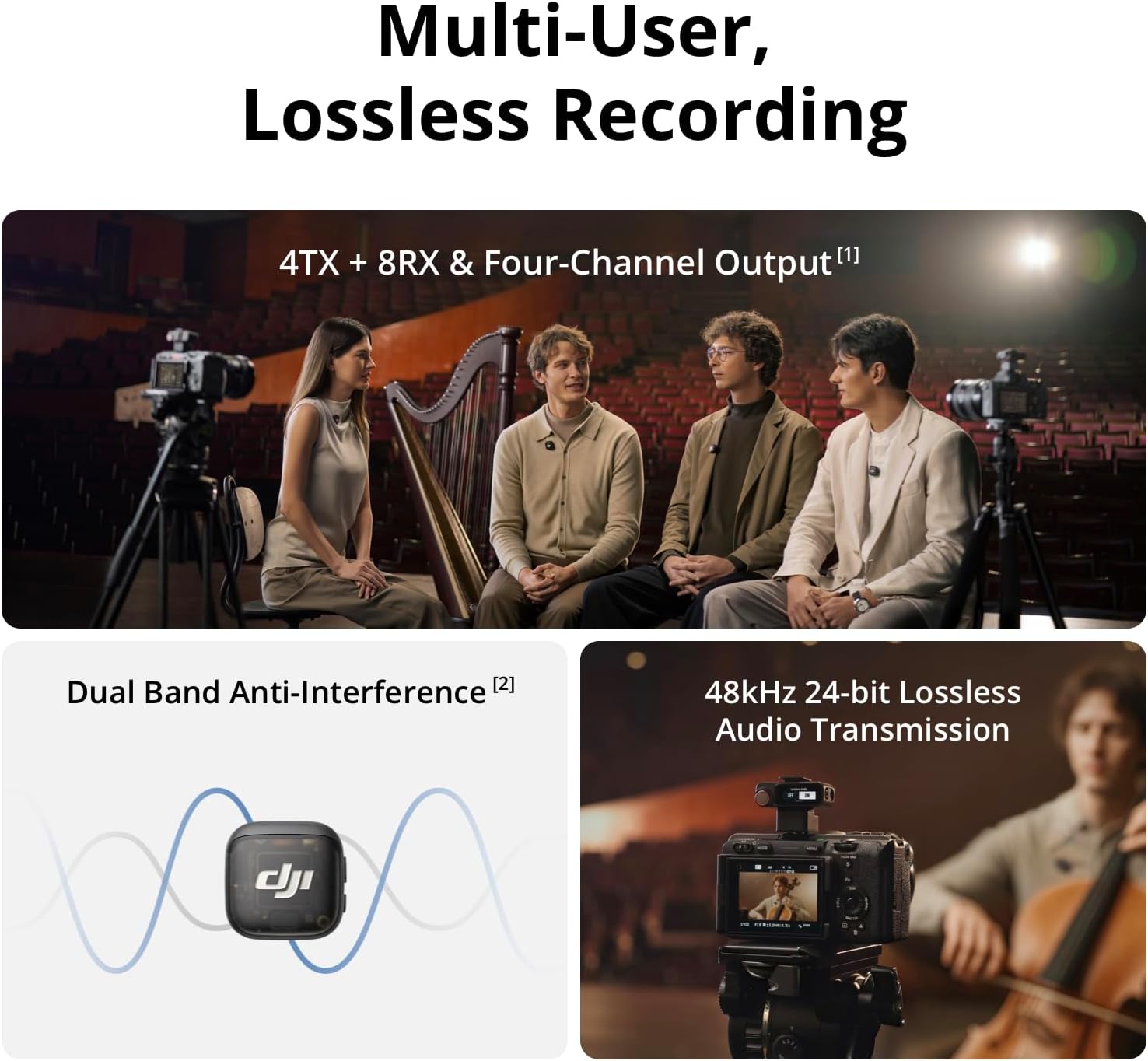 DJI Mic 3 (2 TX + 1 RX + Charging Case), Wireless Microphone