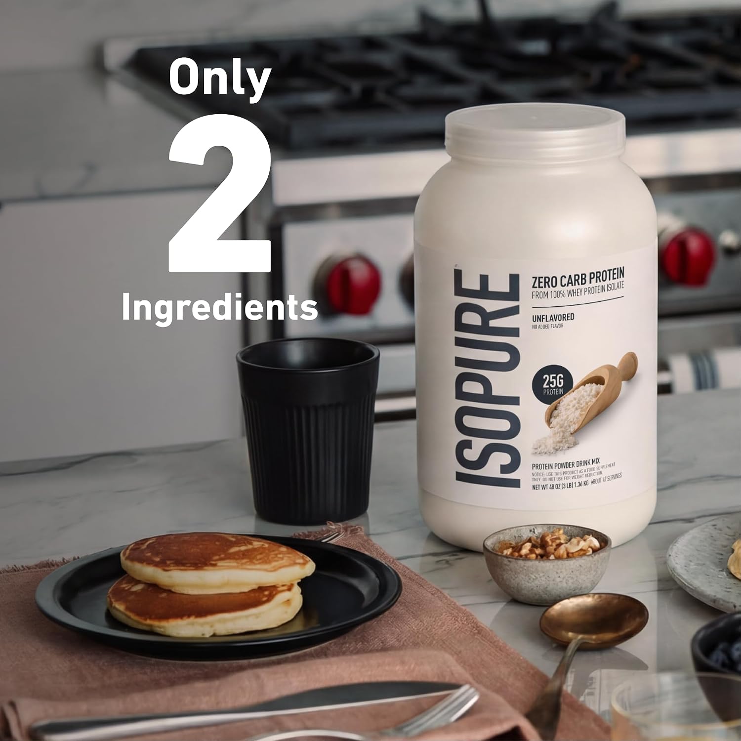 Isopure Protein Powder, Whey Protein Isolate Powder, 25g Protein, Zero Carb & Keto Friendly, No Added Colors/Flavors/Sweeteners, Flavor: Unflavored 3 Pound (Packaging May Vary)