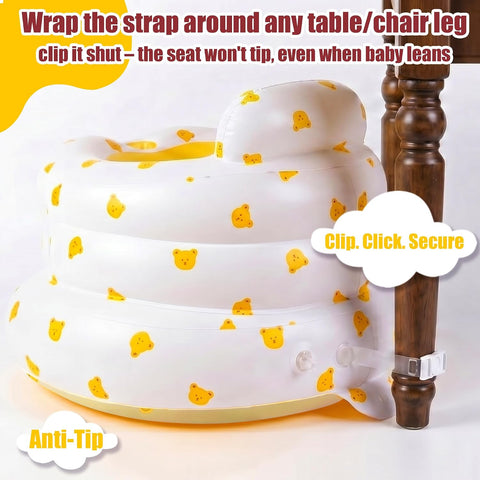 Upgraded Inflatable Baby Seat for 3-36 Months, Baby Chair Sit Me Up Floor Seat – Clip to Table Leg. No Tipping. + Front Guard Anti-Tip, Back Support for Infants Learning to Sit Up + Built-in Air Pump