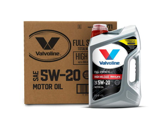 Valvoline Full Synthetic High Mileage with MaxLife Technology SAE 5W-20 Motor Oil 5 QT, Case of 3