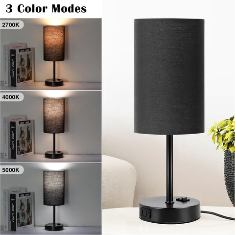 ZJOJO Black Table Lamp Set of 2, 13.8" Small Lamp for Bedroom Nightstand