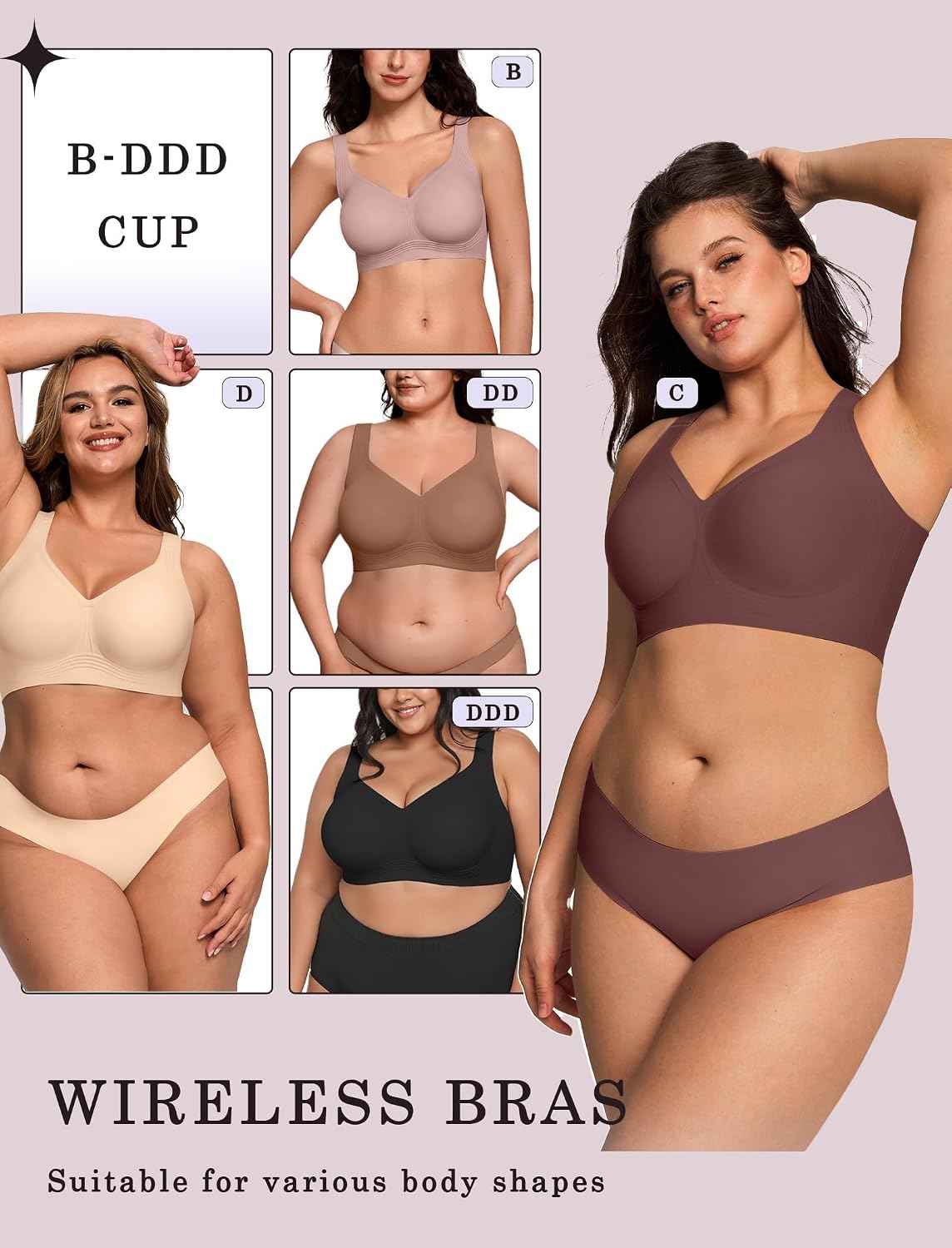 OEAK Womens Wireless Jelly Bras Plus Size Support Push Up Comfortable Bra