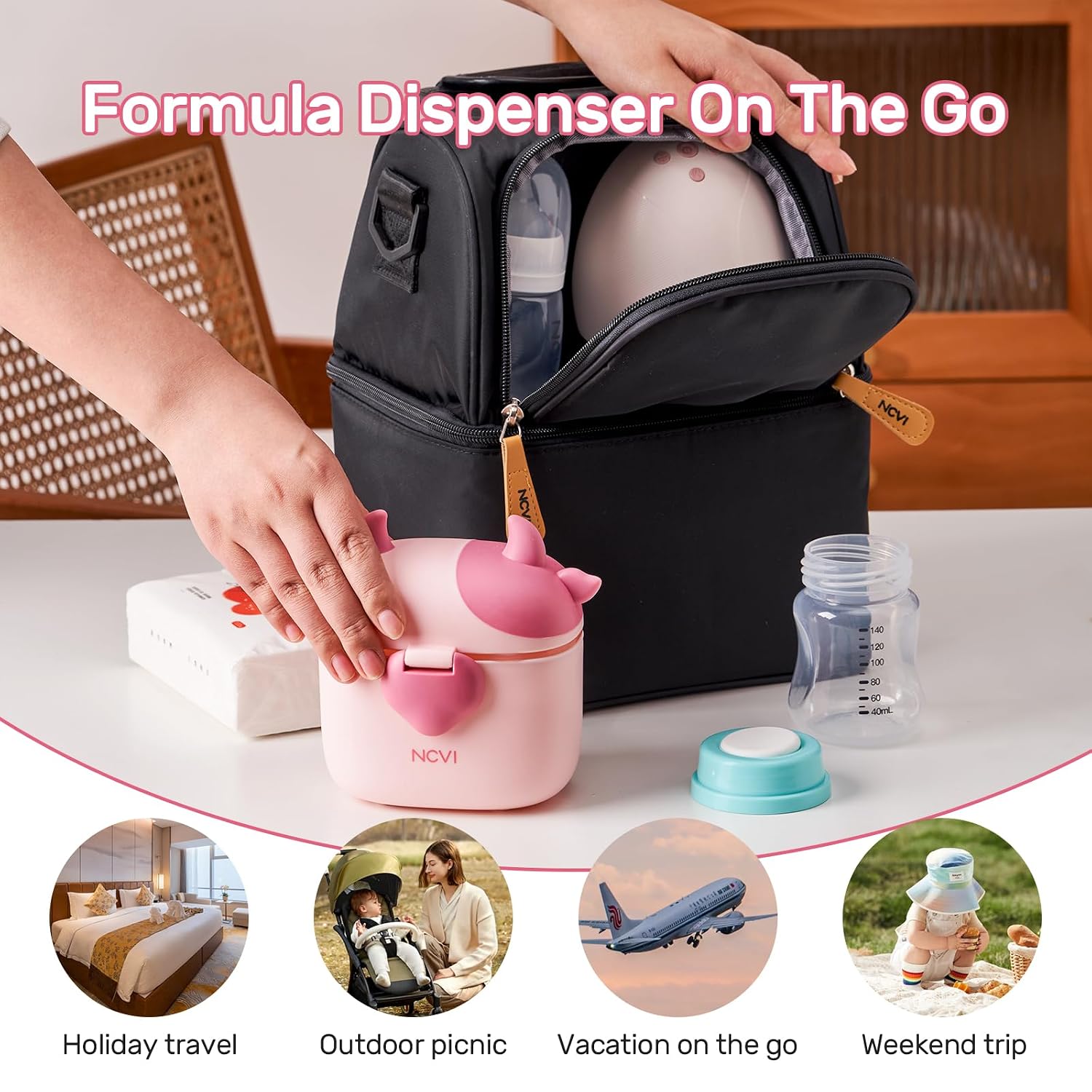 NCVI Formula Container To Go, Baby Formula Dispenser On The Go with Scoop