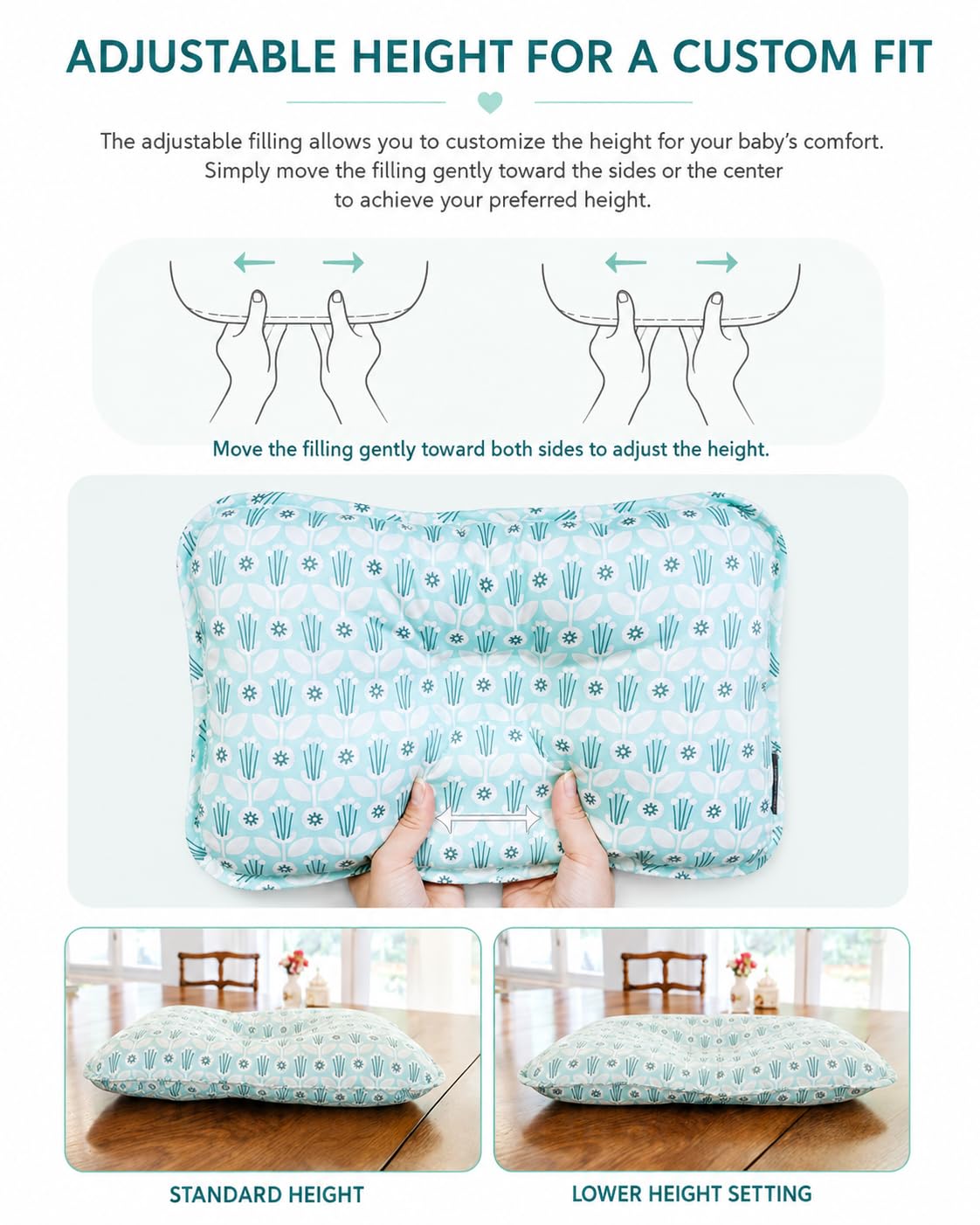 Soft Hypoallergenic Head Support Organic Cotton Machine Washable