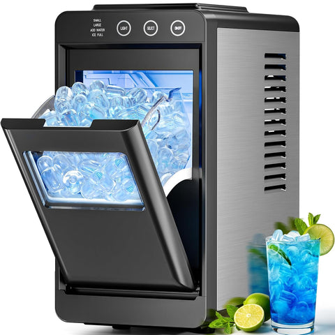 Antarctic Star Ice Maker, Portable Ice Machine with Self-Cleaning Function, 8 Cubes in 6 Mins Fast Countertop Ice Making, Compact Ice Maker for Home, Kitchen, RV, Travel, Black