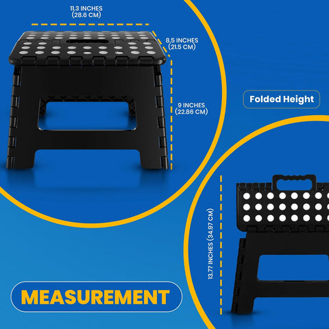 Utopia Home Folding Step Stool 9 Inch, Anti-Slip, Black, 1-Pack