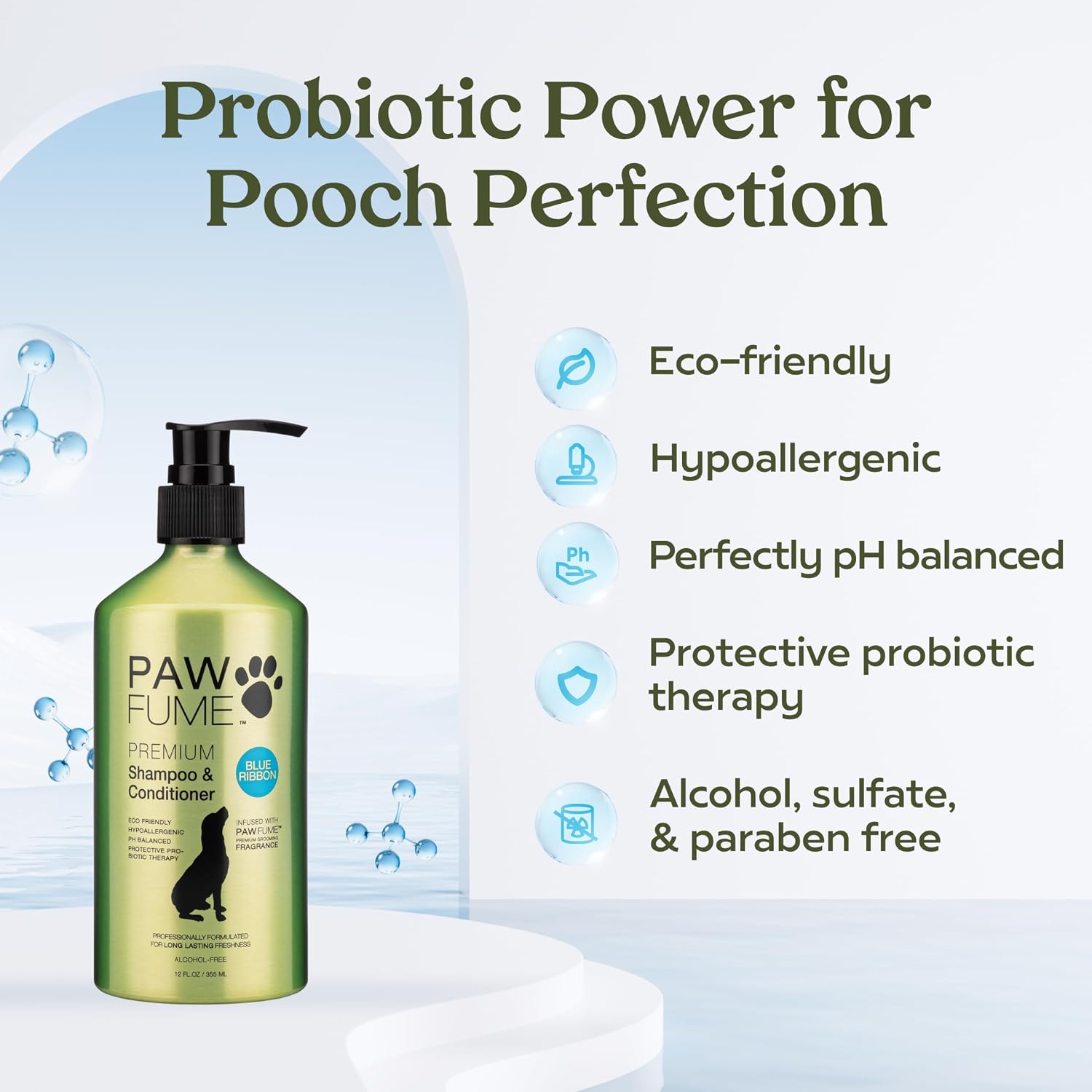 PAWFUME Dog Shampoo and Conditioner, Blue Ribbon, 1-Pack