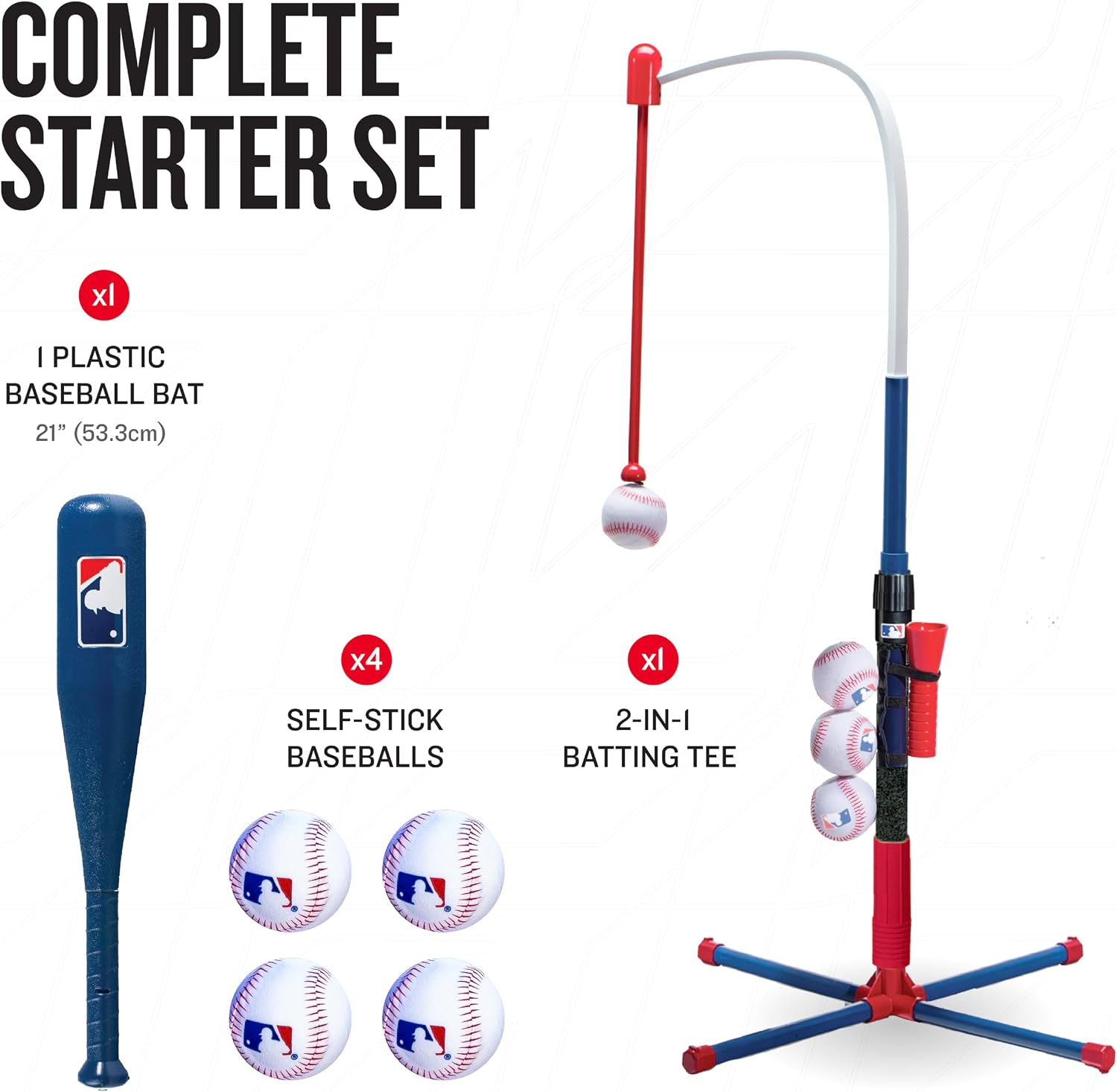 Franklin Sports Grow-with-Me Kids Baseball Batting Tee + Stand Set for Youth + Toddlers - Youth Baseball, Softball + Teeball Hitting Tee Set for Boys + Girls