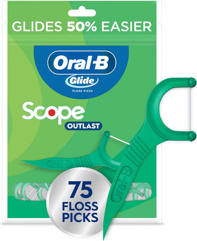 Oral-B Glide Mint Dental Floss Picks with Long Lasting Scope Flavor, 75 Picks