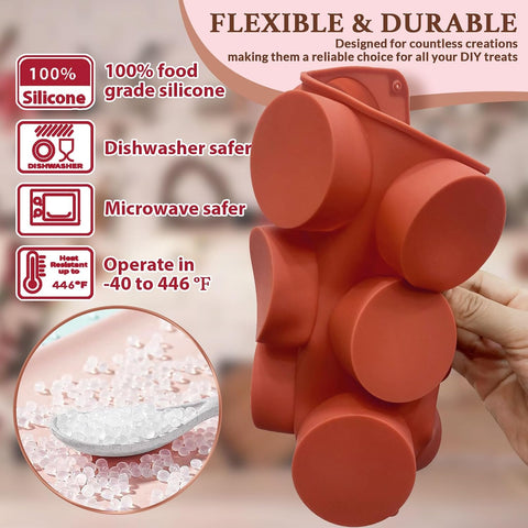 HKNMTT Round Silicone Molds 2 PCS, 12-Cavity 2.1" Cylinder Chocolate Covered Cookie Mold, Food Grade Non-Stick Baking Moulds Compatible Oreos Candy Handmade Soap Pudding Jello Mini Cake Jelly Brownie