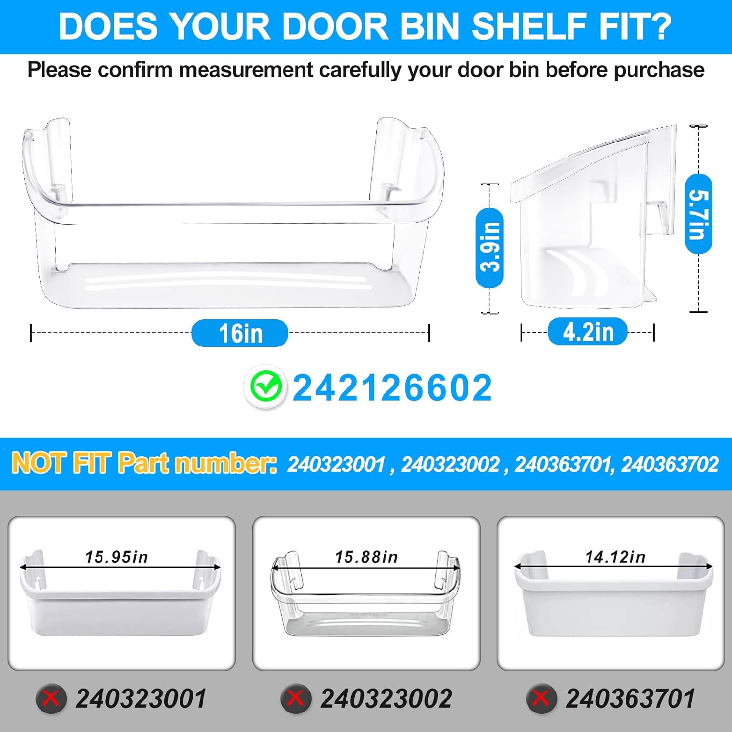 ALVAR 242126602 Refrigerator Door Bin for Frigidaire Door Shelf Replacement
