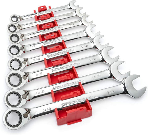 GEARWRENCH 8 Pc 72T Reversible Ratcheting Combination SAE Wrench Set |9533N