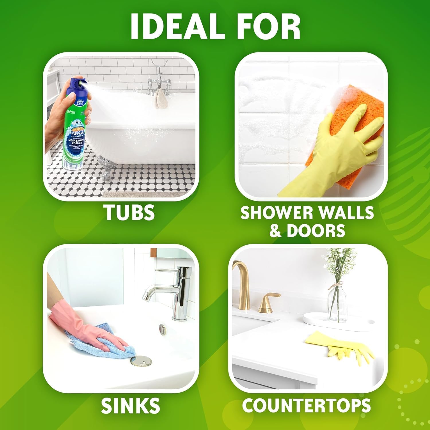 Scrubbing Bubbles Mega Bathroom and Shower Foamer Aerosol, Rainshower Scent, 20oz