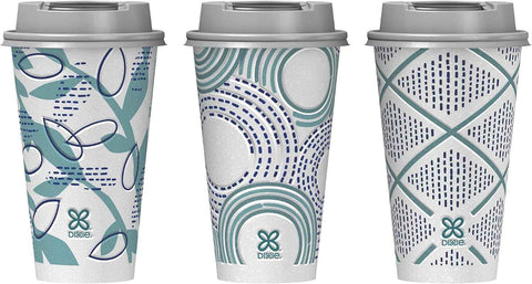 Dixie To Go Paper Coffee Cups With Lids, 16 oz, 108 Count (6 packs of 18 cups), Disposable Insulated Paper Cups for On-The-Go Hot or Cold Beverages