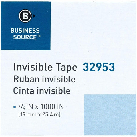 Business Source Premium Invisible Tape Refill Roll, 1" Core, 0.75" x 1000", 12 / Pack, 12 Packs/Carton (144 Total Rolls)