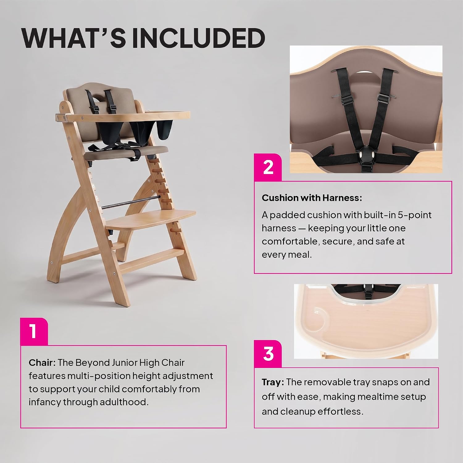 Abiie Beyond Junior Convertible Wooden High Chair with Removable Tray