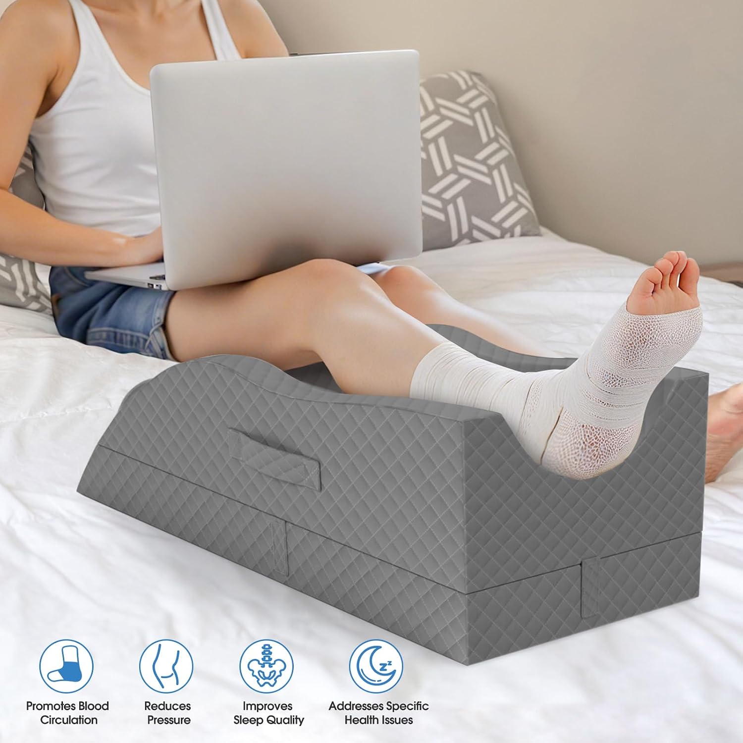 TranquilRelax Leg Elevation Pillows for After Surgery, Full Grey