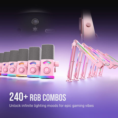 FIFINE AM8PROTP XLR/USB Gaming Microphone Kit, Dynamic RGB Streaming Mic