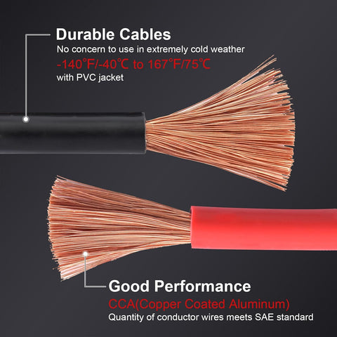 TOPDC 4 Gauge 25 Feet Heavy Duty Jumper Cables for Cars, SUVs, Trucks