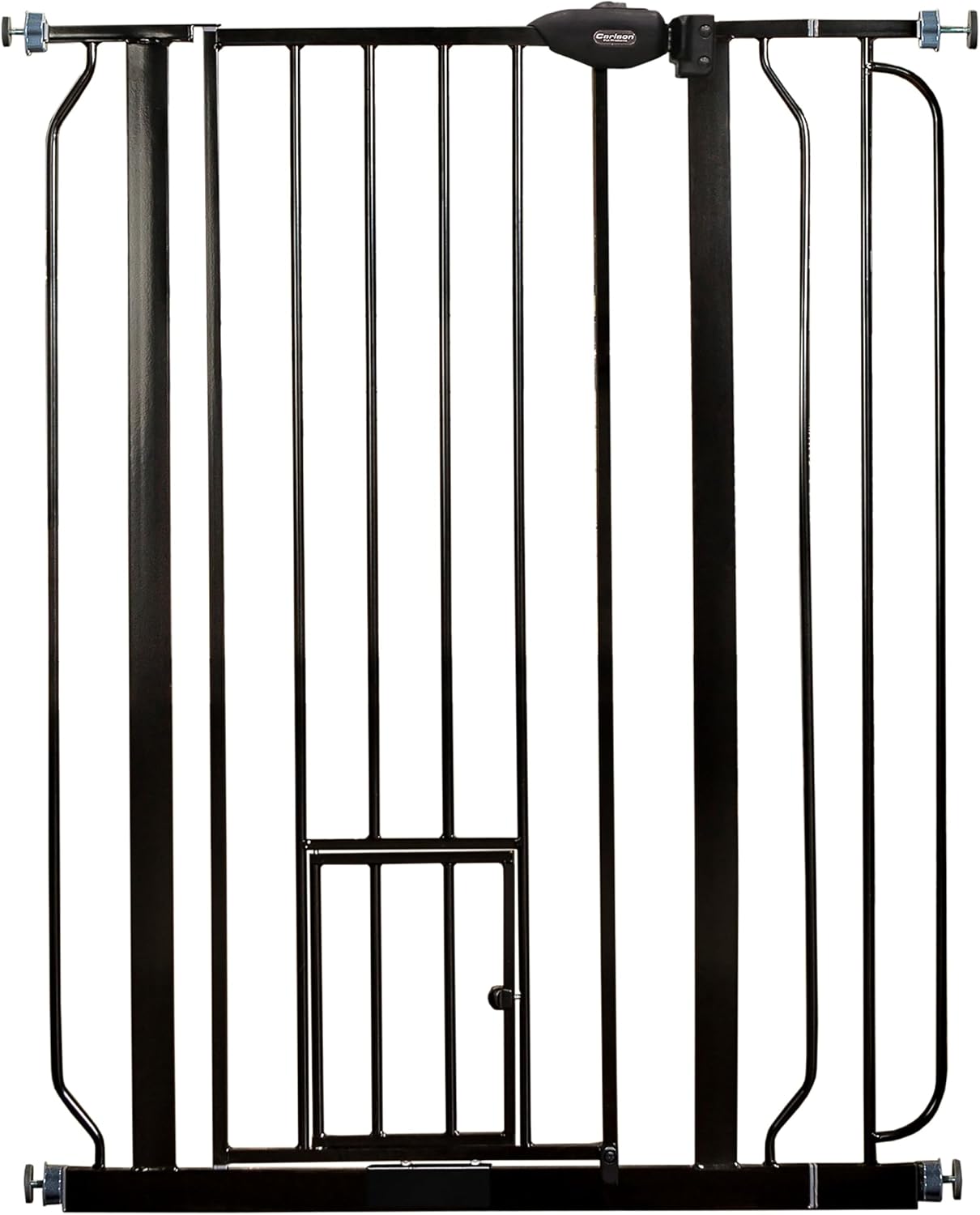 Carlson 36" Extra Tall Walk Through Dog Gate for Doorways & Bottom of Stairs, Metal Pet Gate with Small Pet Door, Expands 29”–36.5”, Black