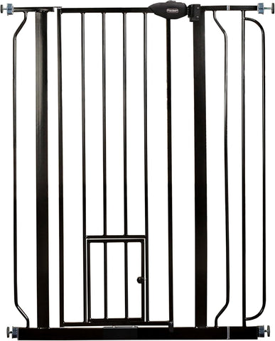 Carlson 36" Extra Tall Walk Through Dog Gate for Doorways & Bottom of Stairs, Metal Pet Gate with Small Pet Door, Expands 29”–36.5”, Black