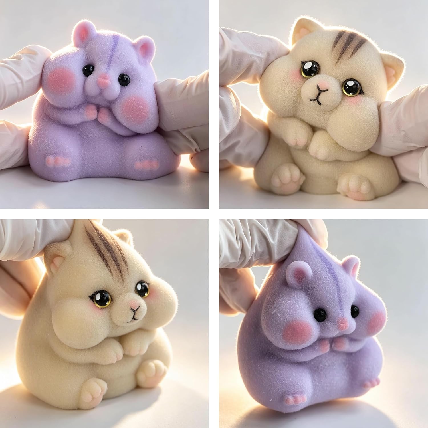2-Pack Taba Squishy Cat Hamster Toys, Cute Squishy Stress Relief Fidget Toy