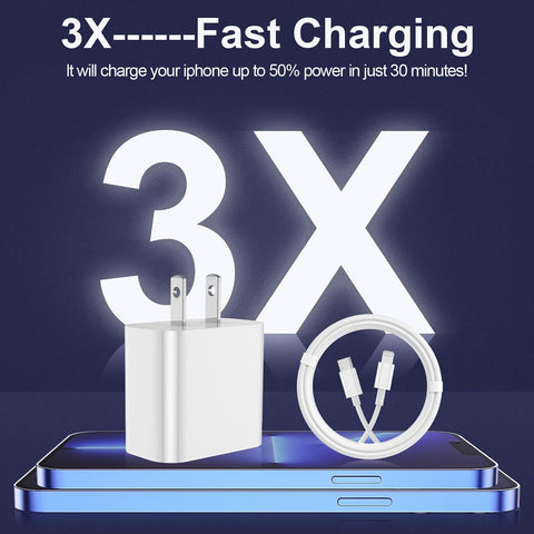 iPhone Charger Fast Charging, USB C Charger Block, 6FT/10FT Lightning Cable
