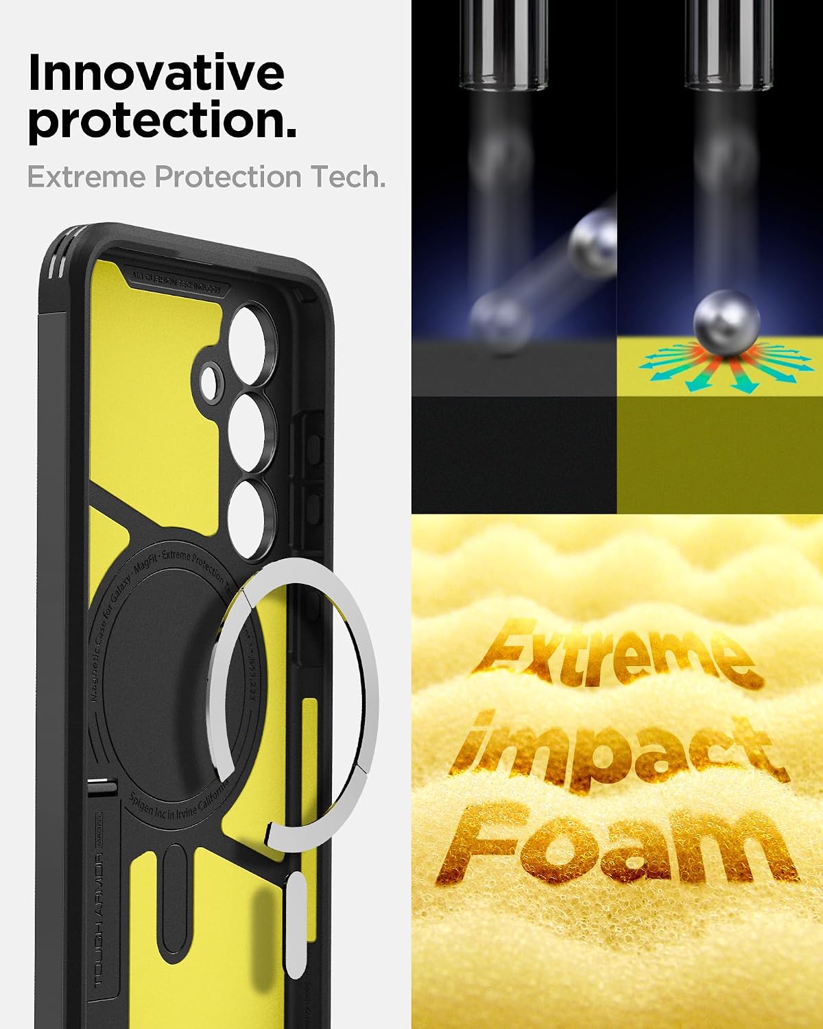 Spigen for Galaxy S24 FE Case, Tough Armor MagFit [Kickstand] [Compatible with MagSafe] [Military-Grade Protection] - Black