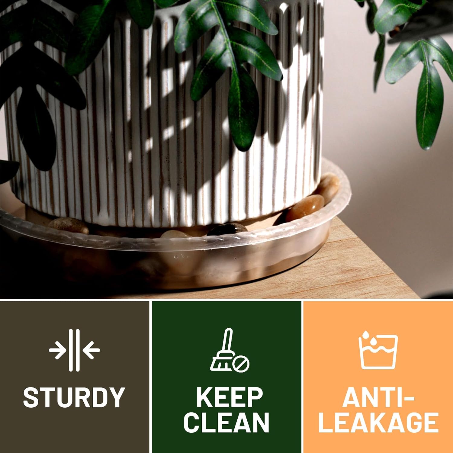 MUDEELA 6-Pack Plastic Plant Saucers Tray for Indoor, 6 Inches, Clear