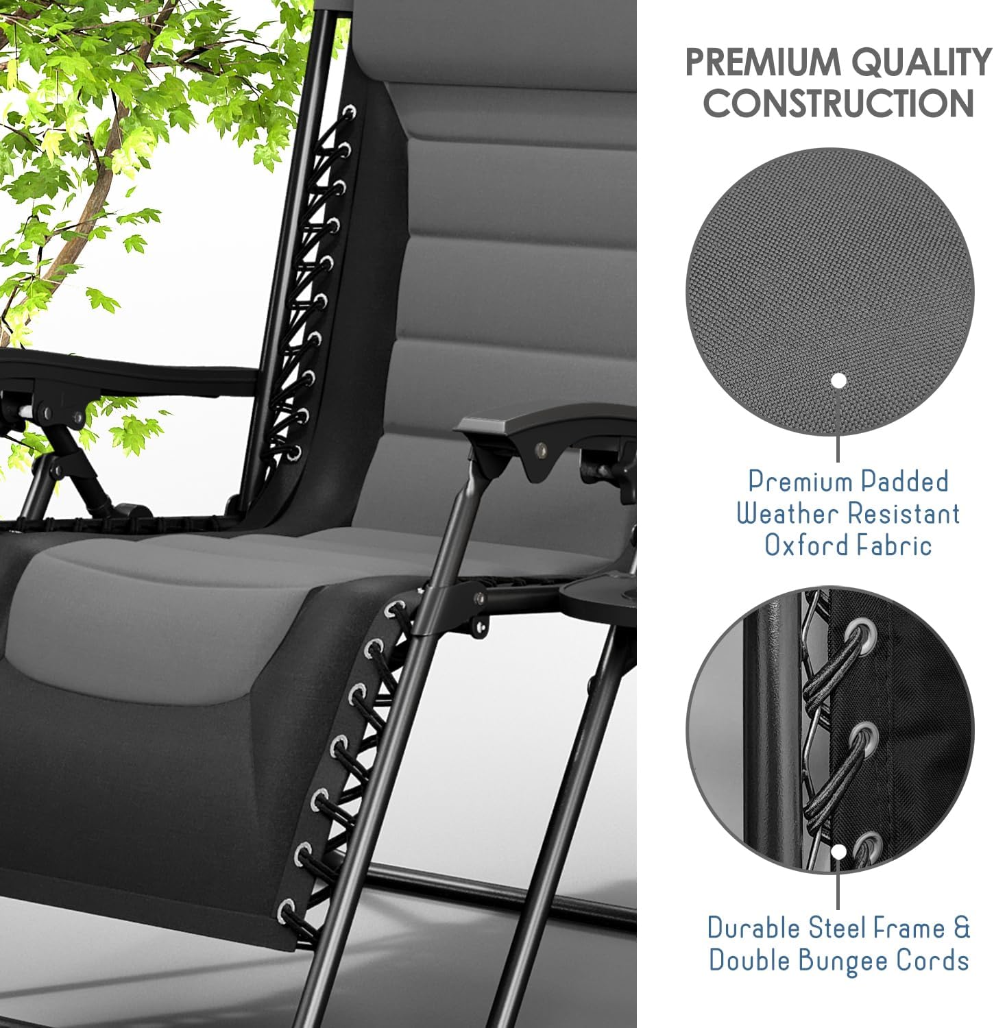 Nestl Padded Oversized Zero Gravity Chair, XL Folding Outdoor Lounge Chair