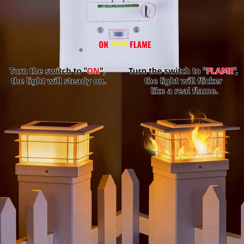 Dynaming 4x4 Solar Post Cap Lights Outdoor with Flickering Flame Light, 12 Pack White Shell Fence Post Solar Lights Fit Vinyl/Wooden Posts, Brightness LED Lighting Decor for Garden Deck Patio