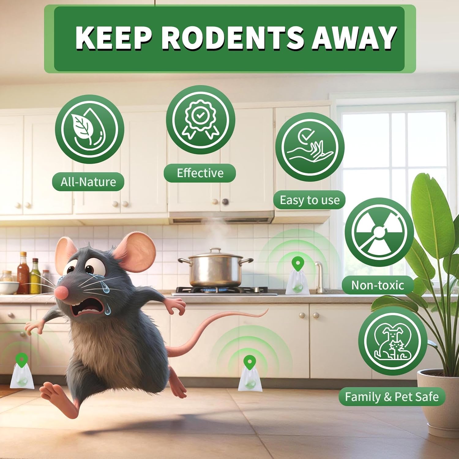 Wiiks&Wooks Mouse Rodent Repellent,32 Pack Peppermint Oil Mouse Traps for Rat Mice, Ant, Roach, Spider, Squirrel, Nature Mouse Deterrent for Indoor Outdoor Use, for Garden & Home, Family & Pet Safe