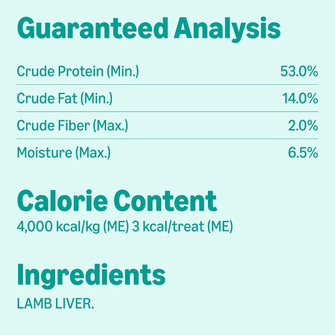 Amazon Basics Freeze-Dried Raw Ingredient Dog Treats, Lamb Liver, High Protein, Healthy Training Treats or Meal Topper for All Dogs, Grain-Free, (Previously Wag), 3.3 Ounce (Pack of 12)